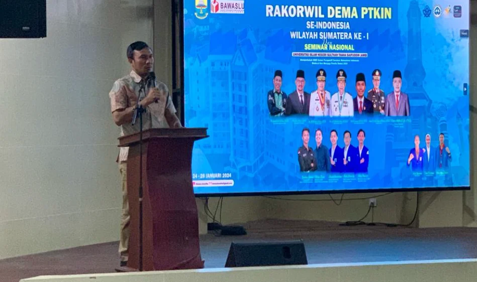 ketua dprd provinsi jambi jadi pembicara di rakorwil dema ptkin se indonesia wilayah sumatera 1