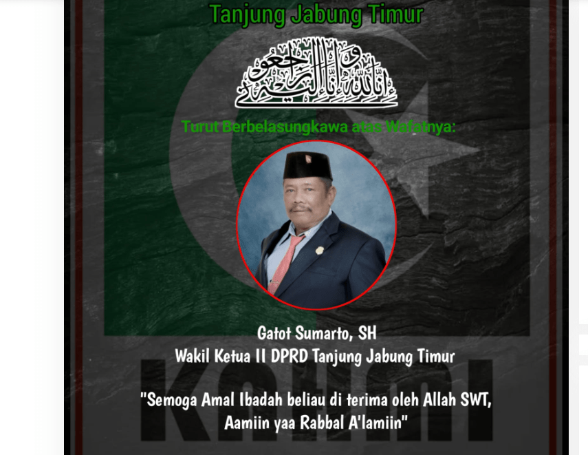 wakil ketua dprd kabupaten tanjung jabung timur, gatot sumarto.