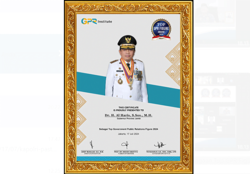 gubernur al haris raih pengharagaan top gpr figure award 2024