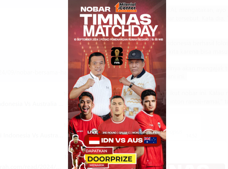 nobar bersama haris sani laga indonesia vs australia kualifikasi piala dunia di posko pemenangan rumah besamo