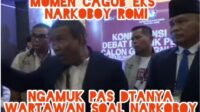 arogansi cagub jambi romi hariyanto (rh), terhadap awak media usai acara debat kandidat di abadi convention center