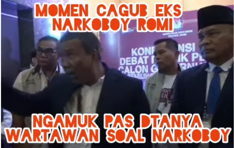 arogansi cagub jambi romi hariyanto (rh), terhadap awak media usai acara debat kandidat di abadi convention center